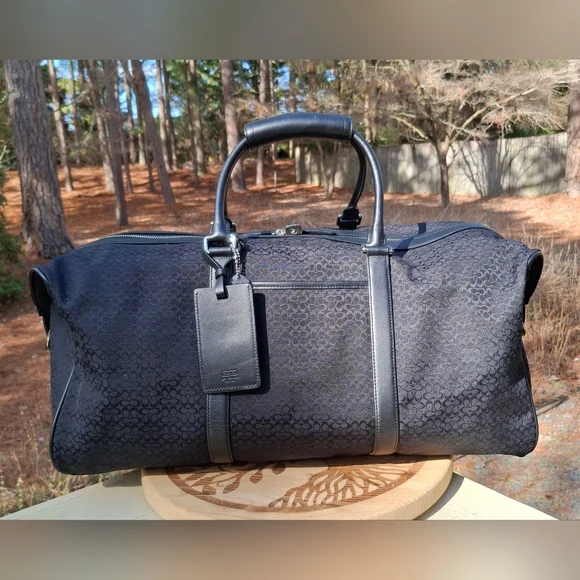 VTG Coach XL Signature Black Duffle Carry On Travel Weekender Bag & Toiletry Bag - Picture 3 of 16